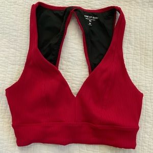 Year of Ours red ribbed sports bra